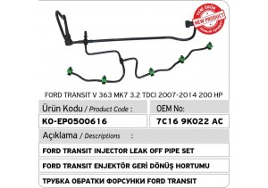 7C169K022AC 1595434 Ford Transit  Enjektör Geri Dönüş Hortumu